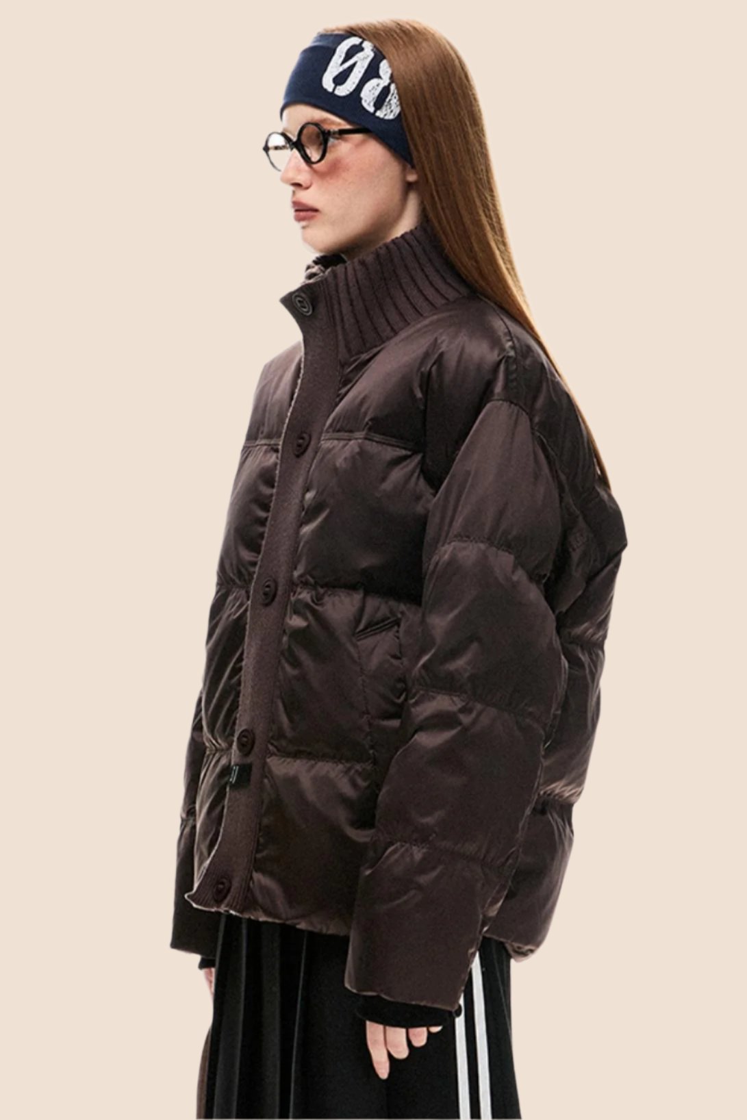 Contrast Stitching Padded Down Jacket