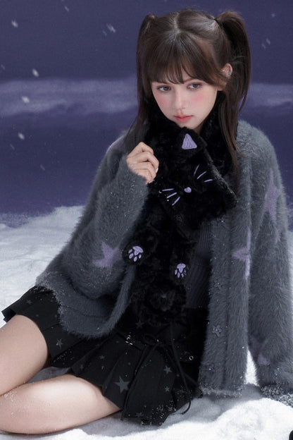 Gray Faux Mink Fur Jacket Vest Set-Up