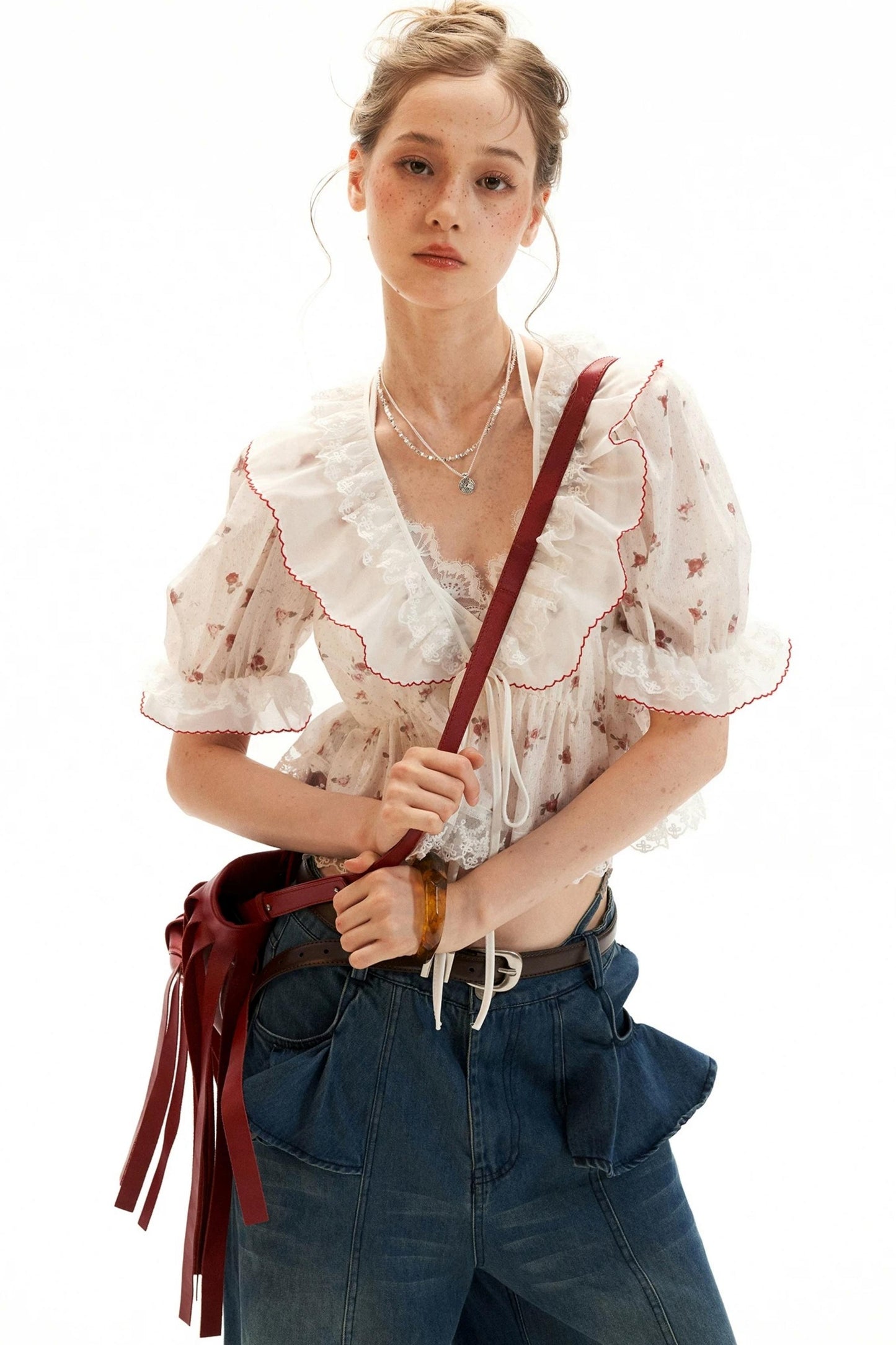 Polka Dot Ruffled Top