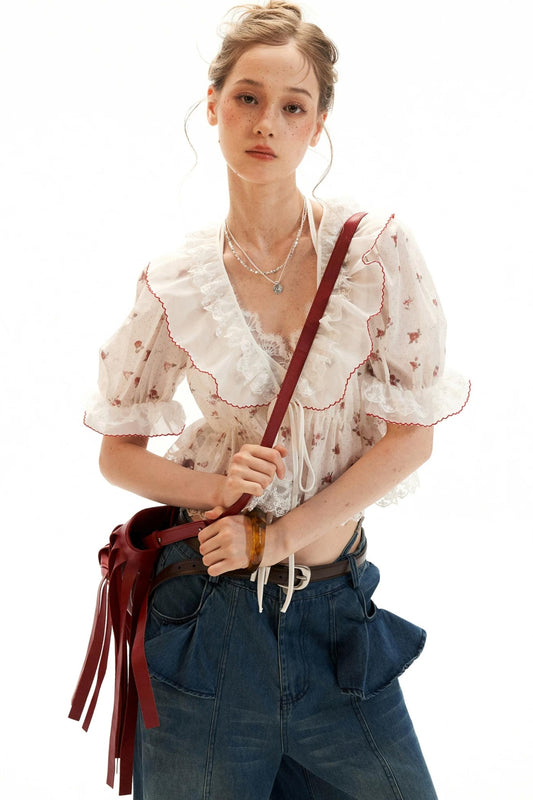 Polka Dot Ruffled Top