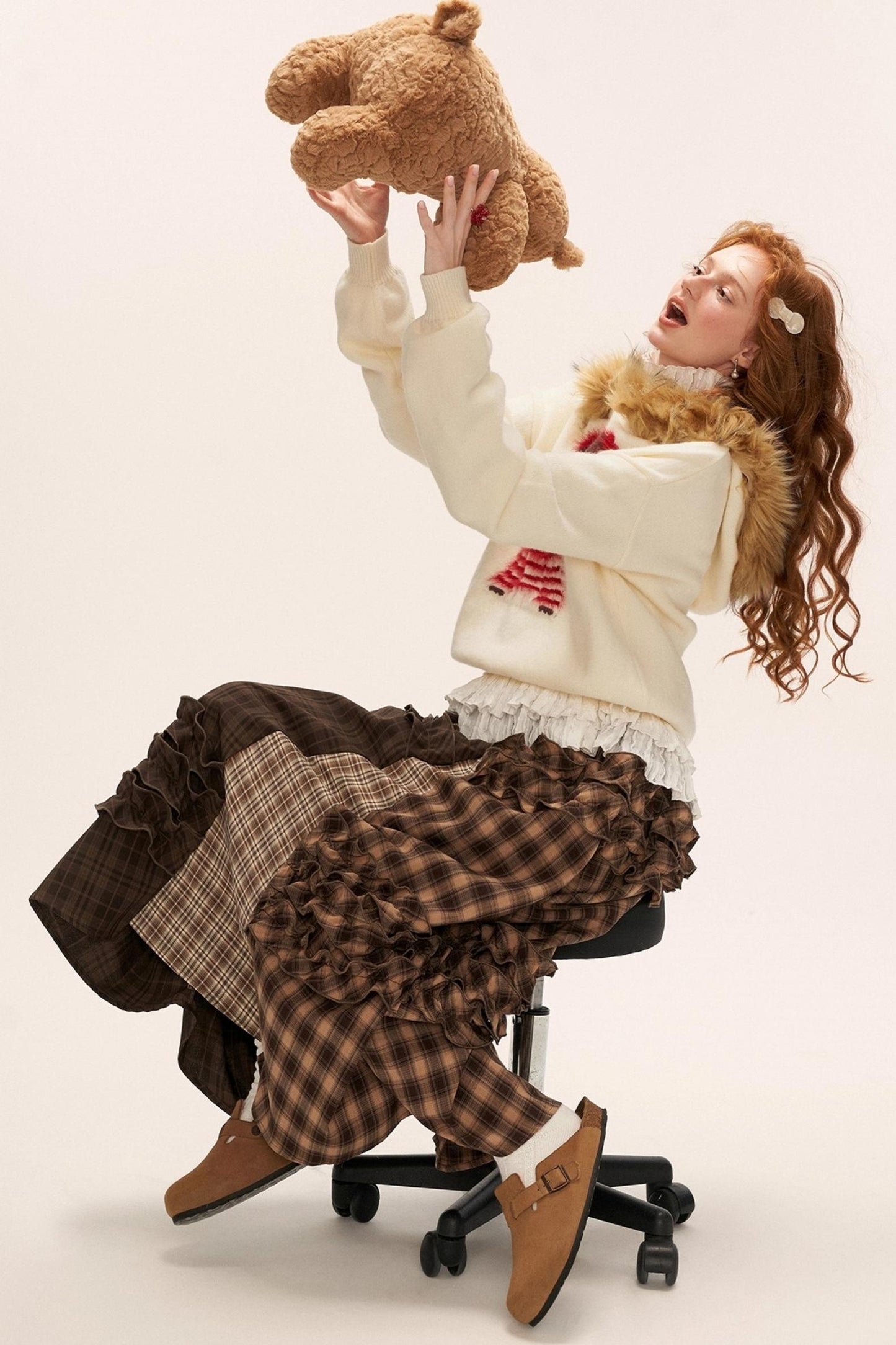 Patchwork Plaid Long Skirt