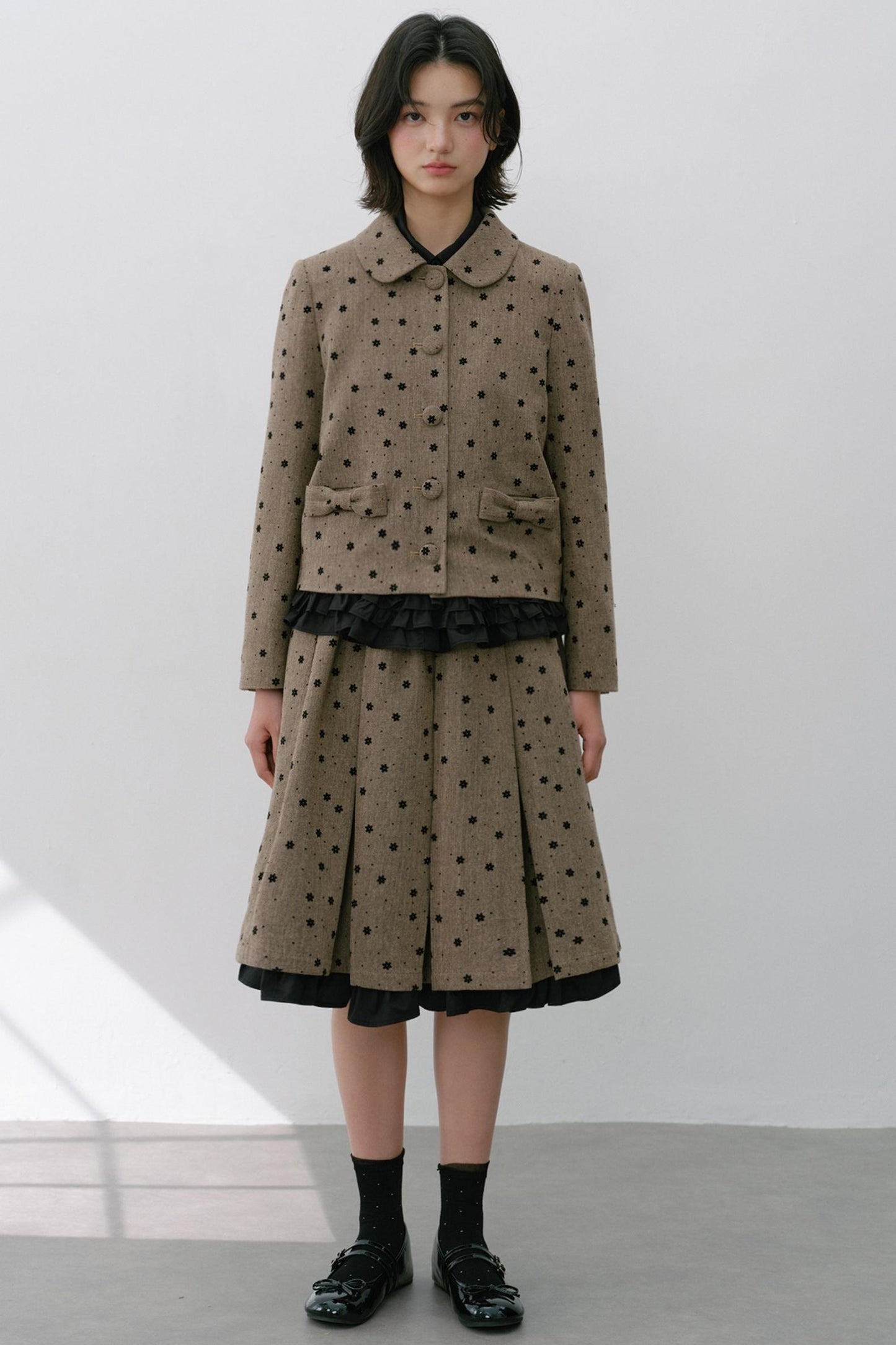 Elastic Pleated Skirt Suit Set-Up