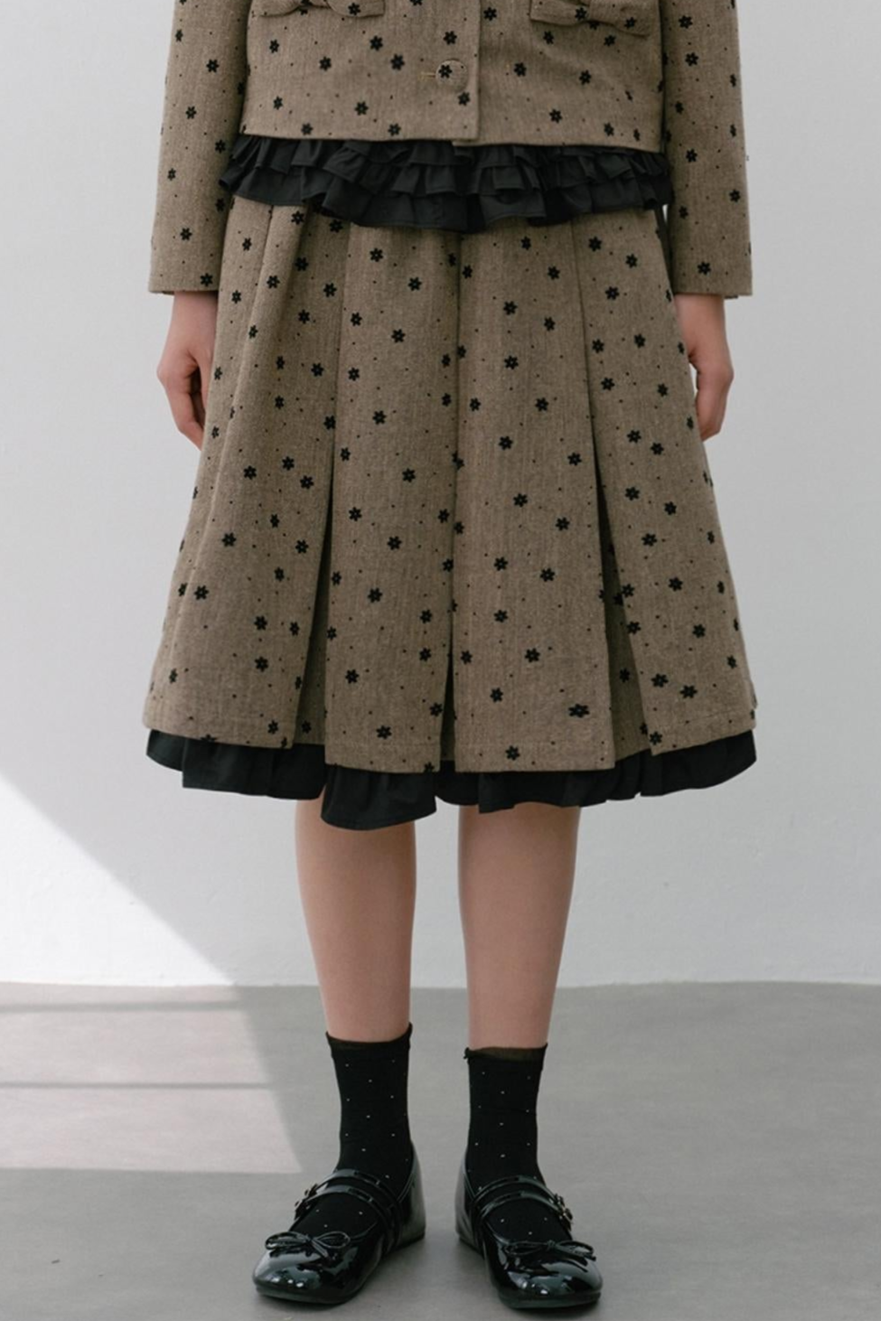 Elastic Pleated Skirt Suit Set-Up