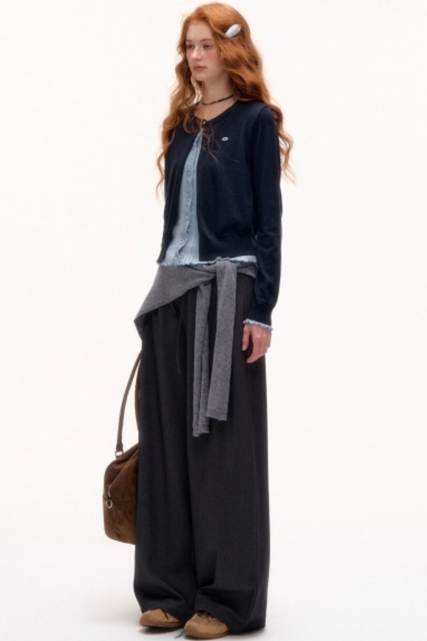 Solid Knit Lace-Up Shawl