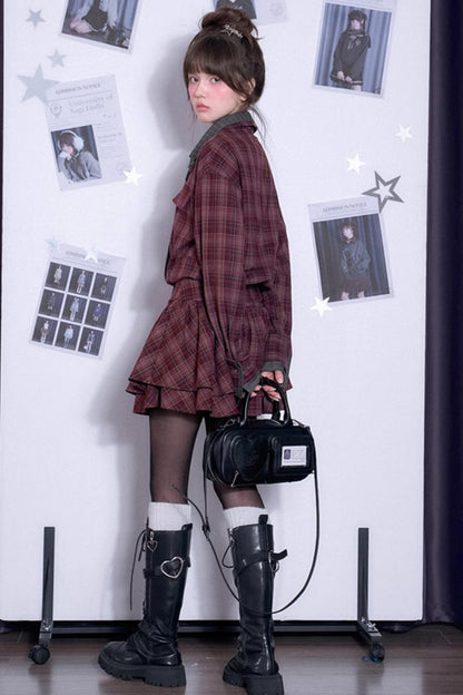 Versatile Red Plaid Spring Dress