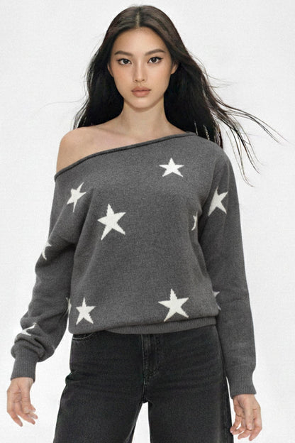 Dark Gray Off-Shoulder Sweater