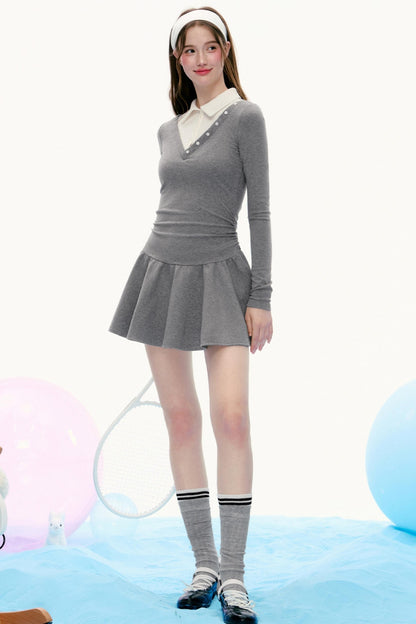 Retro Spring Sporty Long-Sleeved Dress