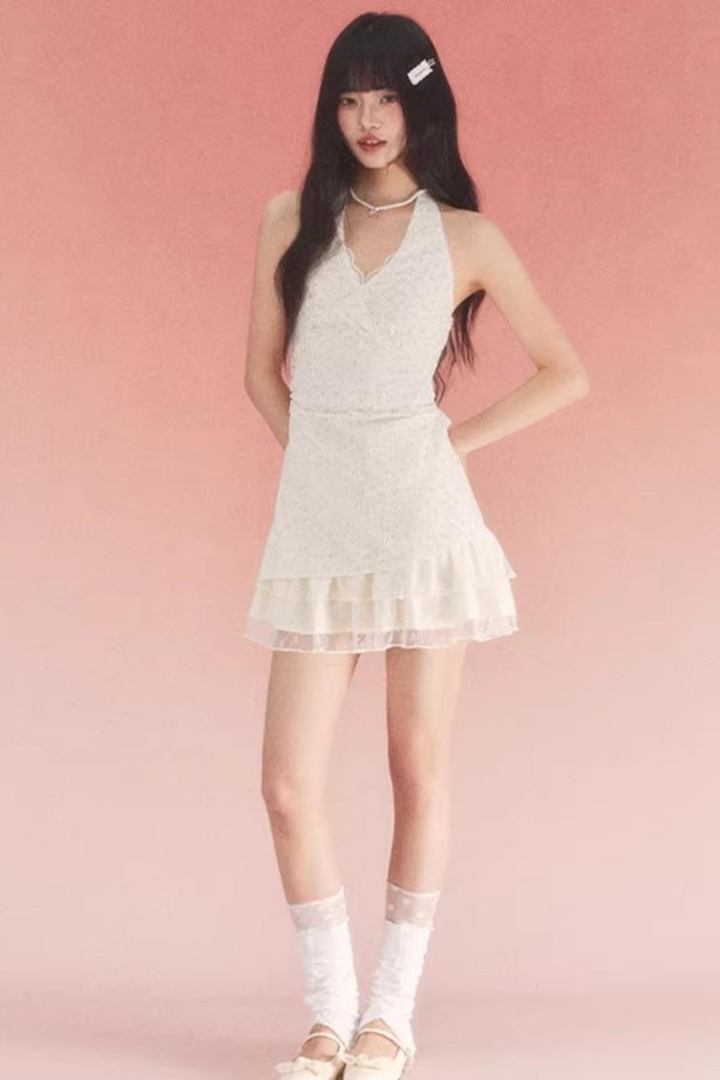 Halterneck Lace Floral Dress