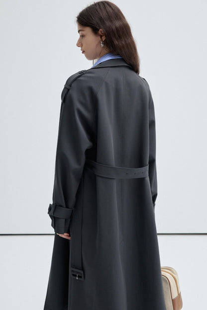 VEGA CHANG Trenchcoat Damen Midi Länge Frühjahr und Herbst 2024 neue Fälschung zwei hochwertige britische Stil Mäntel