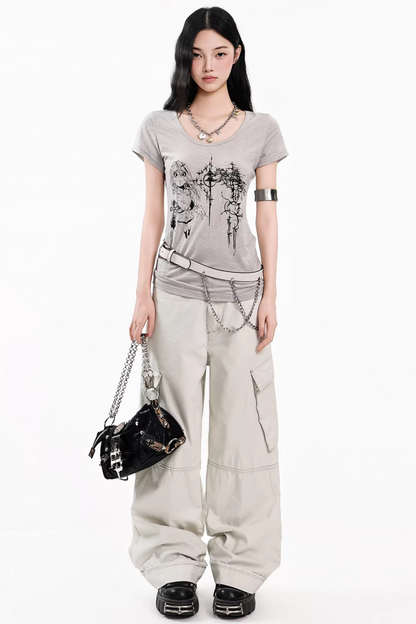 Dunkelgraues Buchstaben-Oberteil