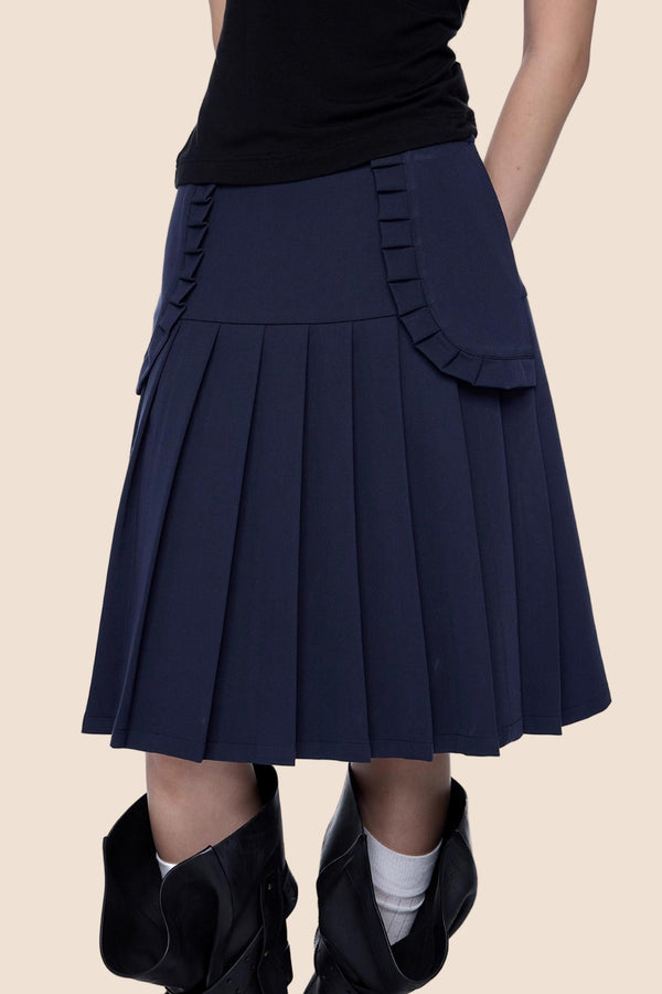 Casual Pleated A-Line Skirt