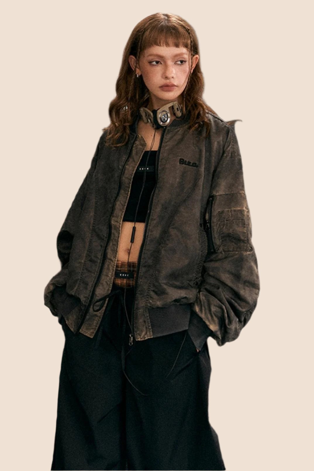 EZEK Original Wasteland American Flight Suit Washed Distressed Jacket Women's Pre-Fall New Loose Baseball Uniform