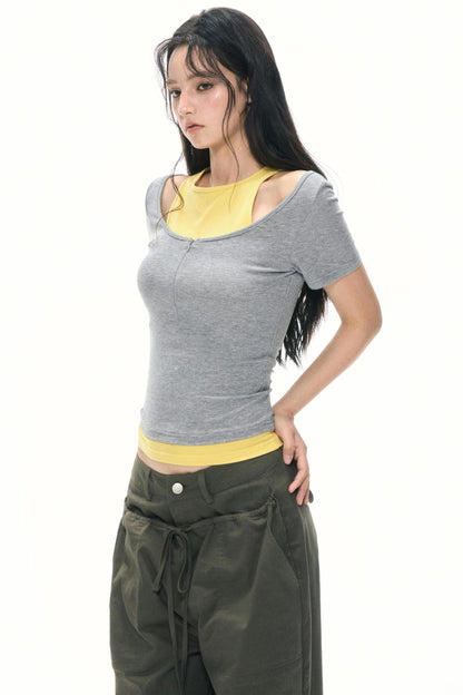 Shoulder Slim T-Shirt