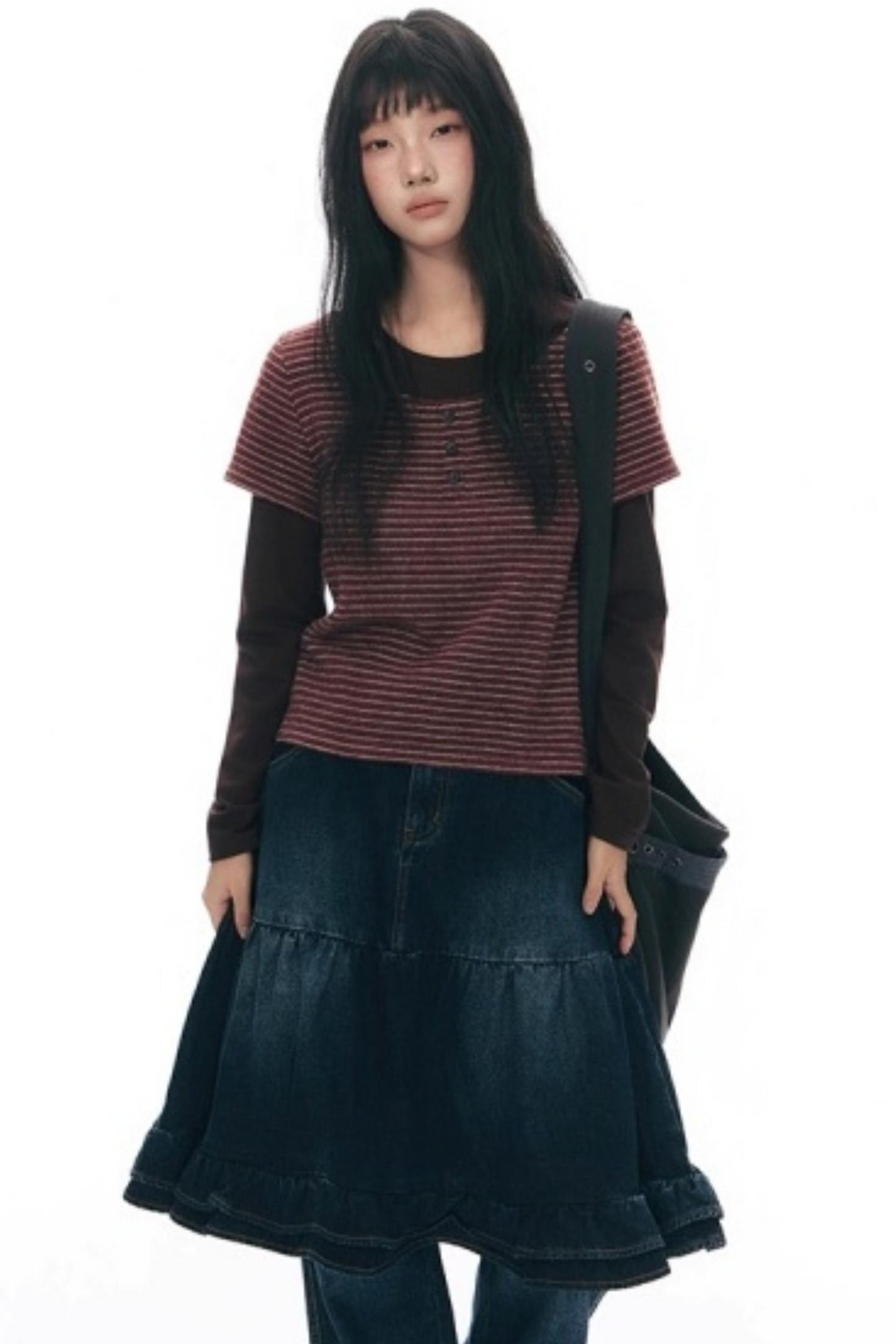 Vintage Lace Denim Skirt