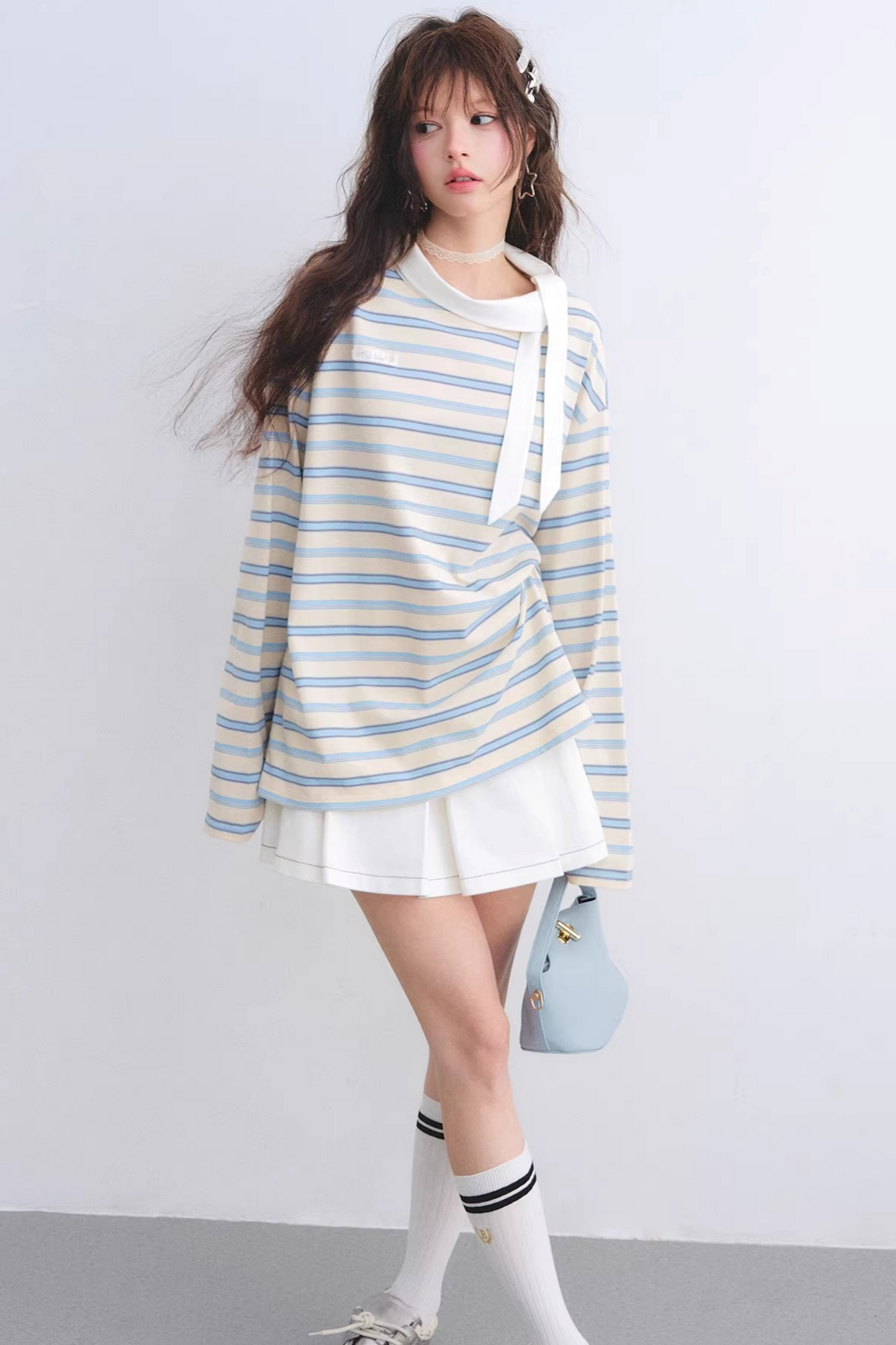 Retro Striped Color-Blocked Top