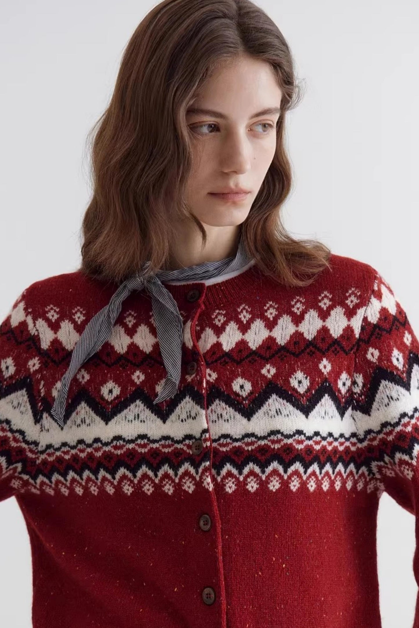 Fair Isle Sheep Wool Cardigan