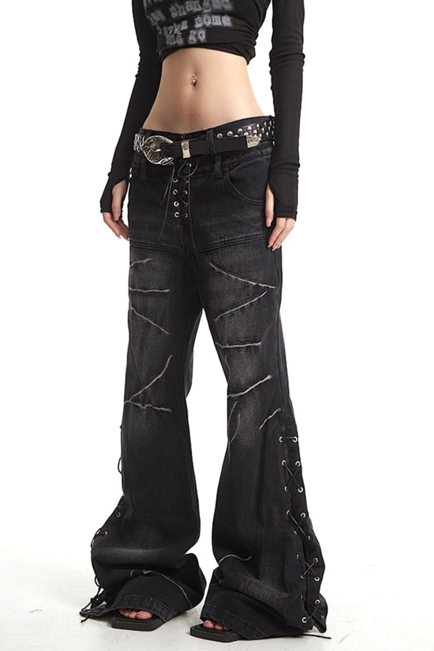 Floor-Length Denim Trousers