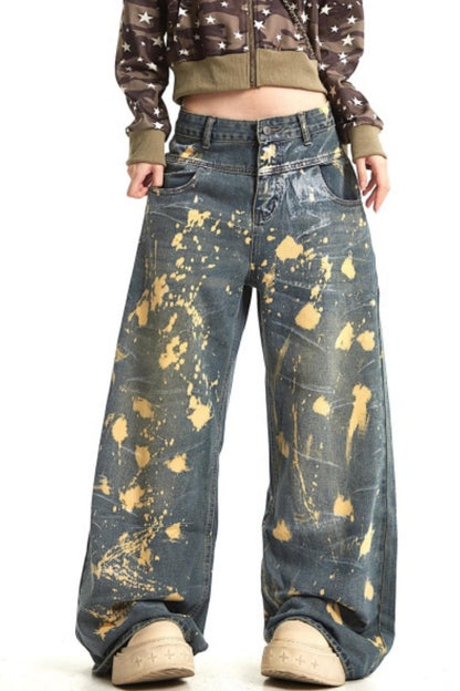 Retro Splatter Denim Pants
