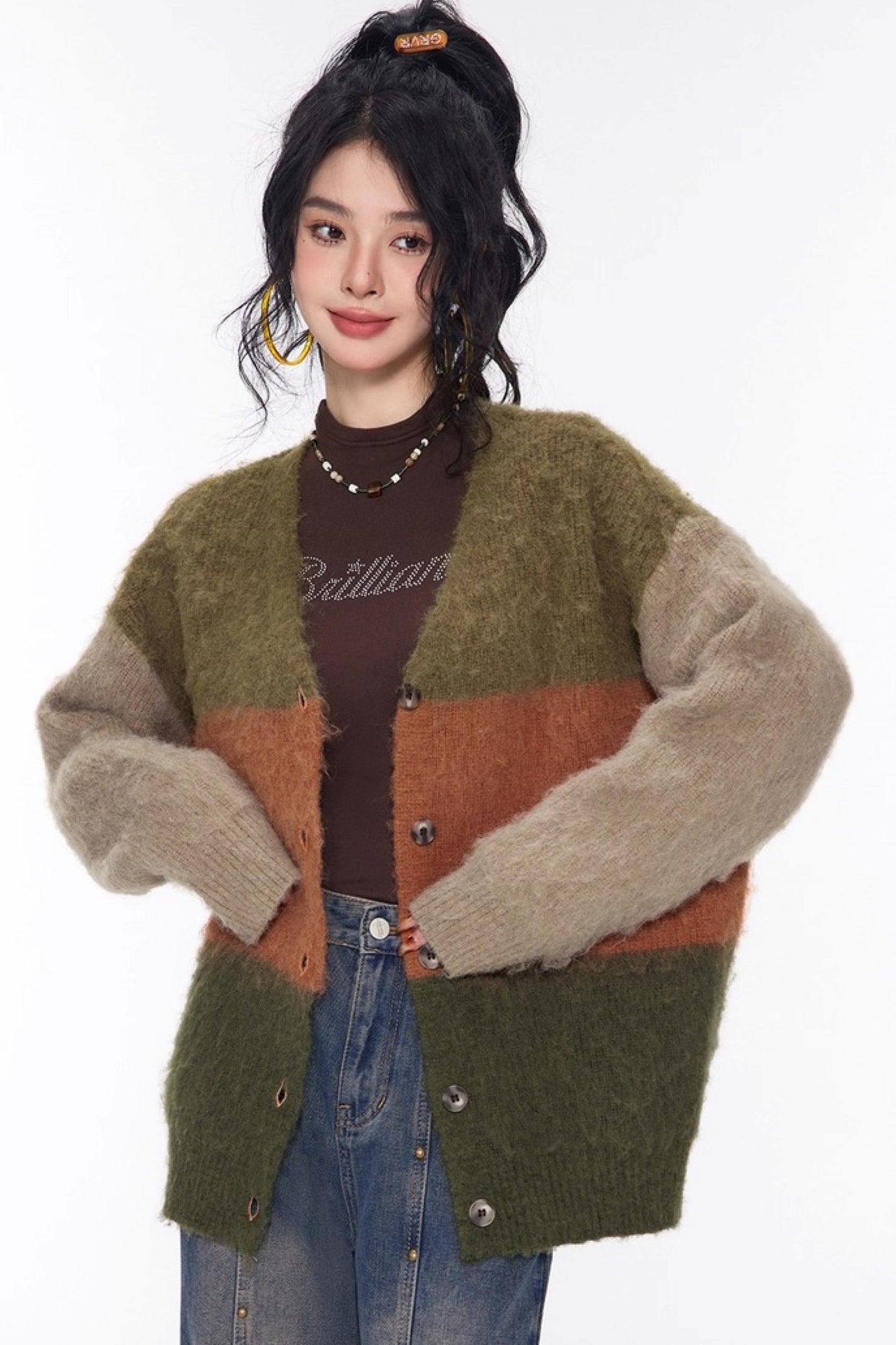 Vintage Lazy V-Neck Cardigan