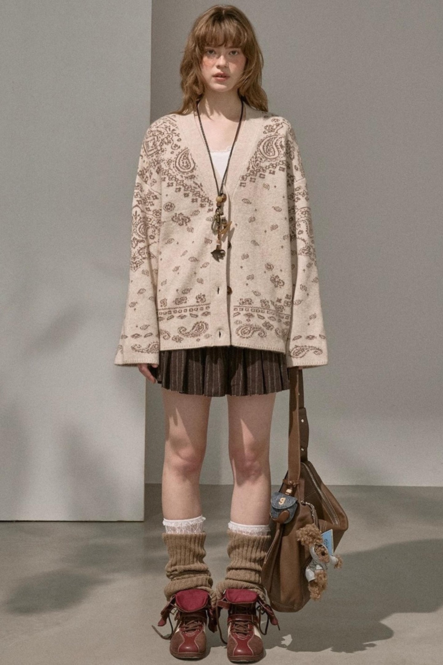 Cashew Flower V-Neck Premium Knit Cardigan