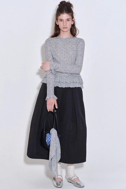 Romantic Polka Dot Long-Sleeved T-shirt