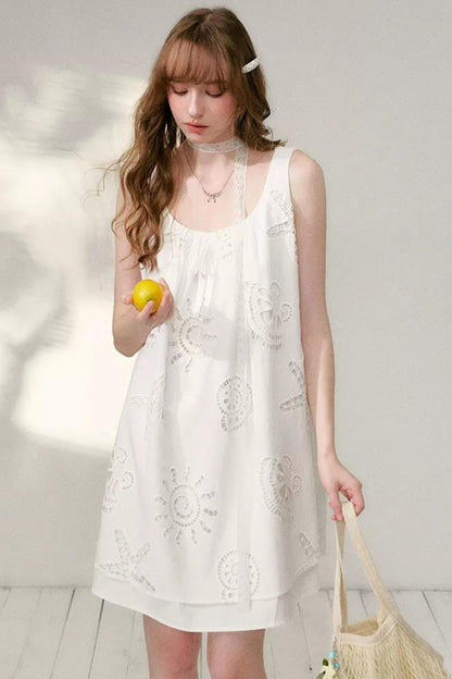 White Hollow A-Line Dress