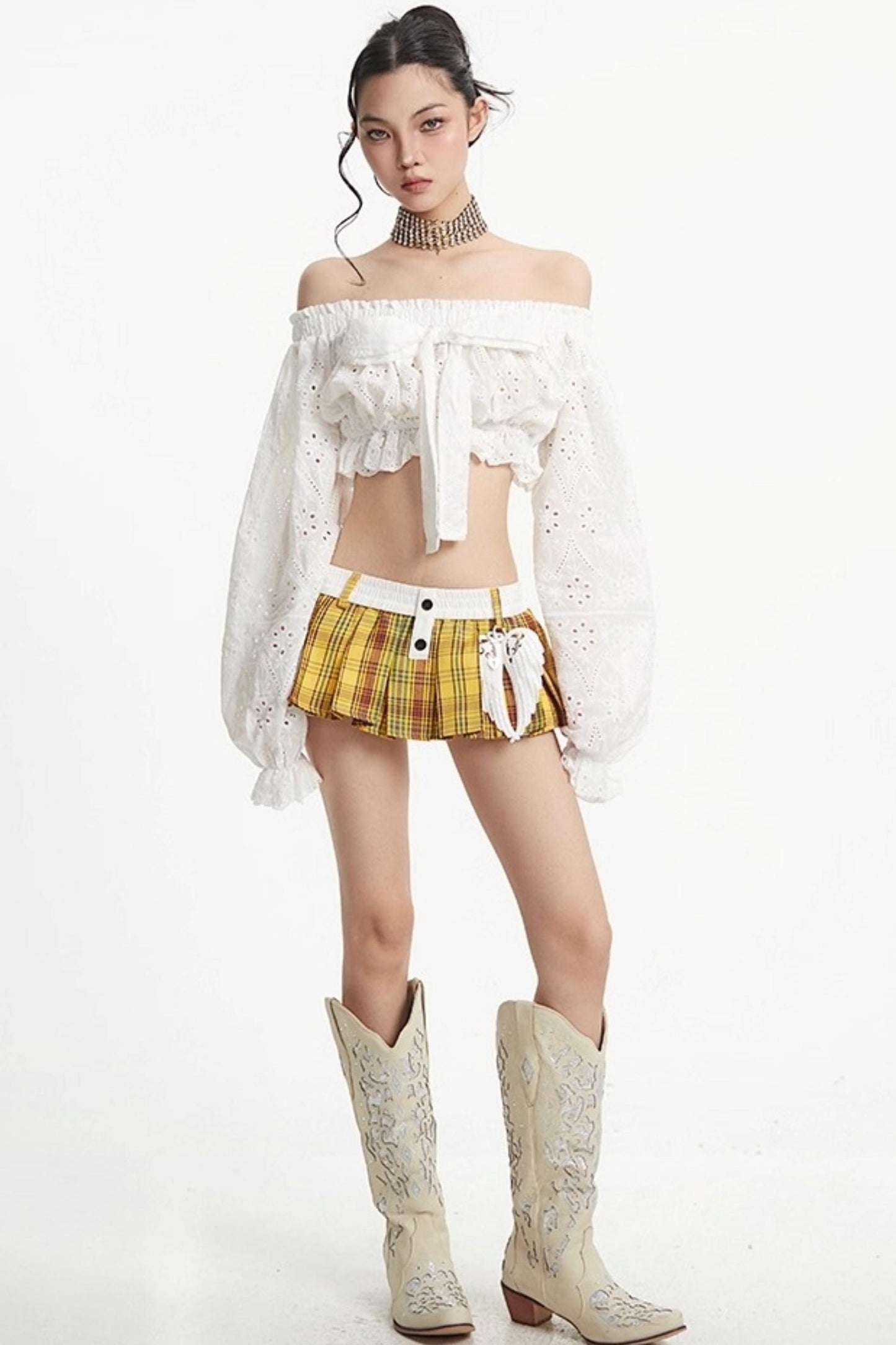 Vintage Puff One-Shoulder Long Sleeve Top