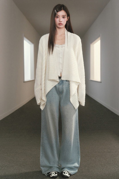 Irregular Lapel Knitted Cardigan