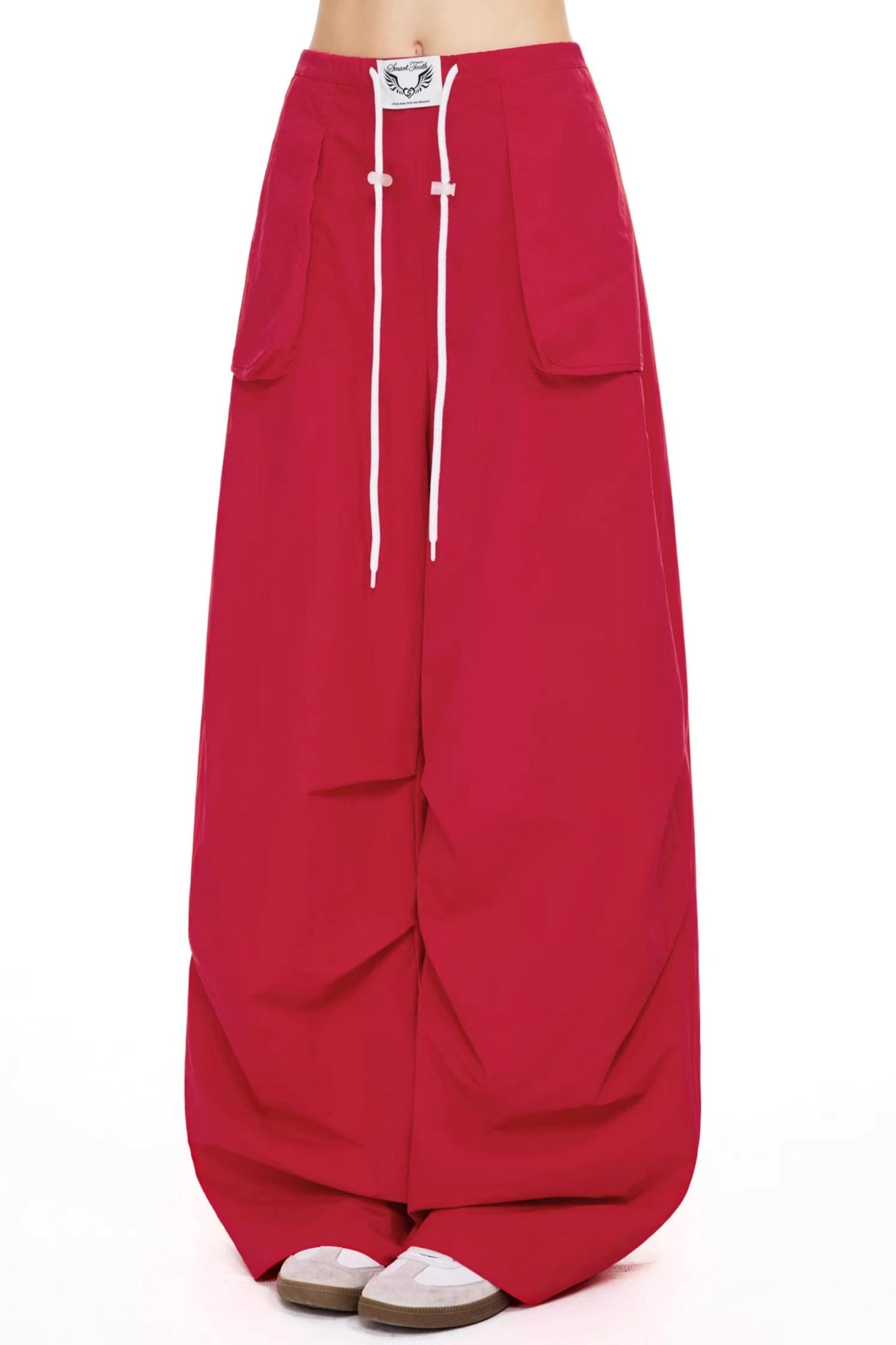 Retro Red Wide-Leg Pants