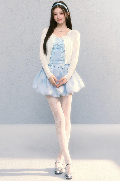 Embroidered Roses Two-Piece Skirt Set-Up