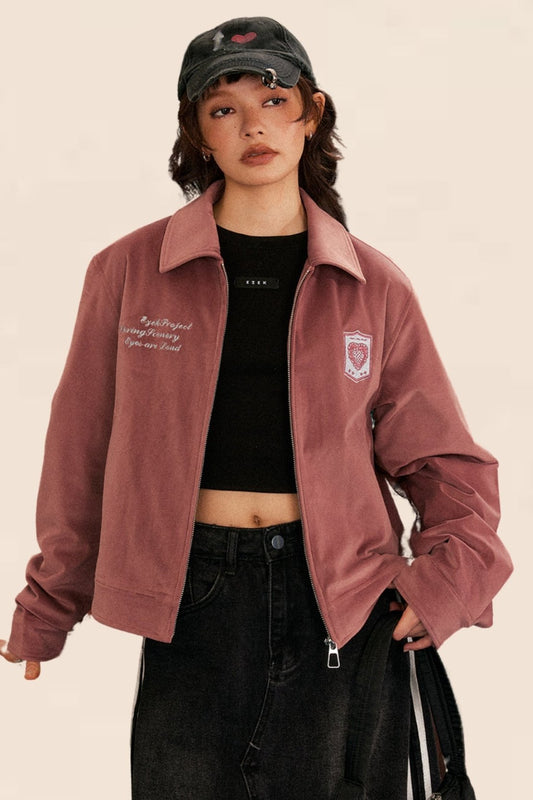 EZEK American Retro Premium Loose Jacket Women's Pre-Fall 2024 New Casual Workwear Zipper Jacket Tide