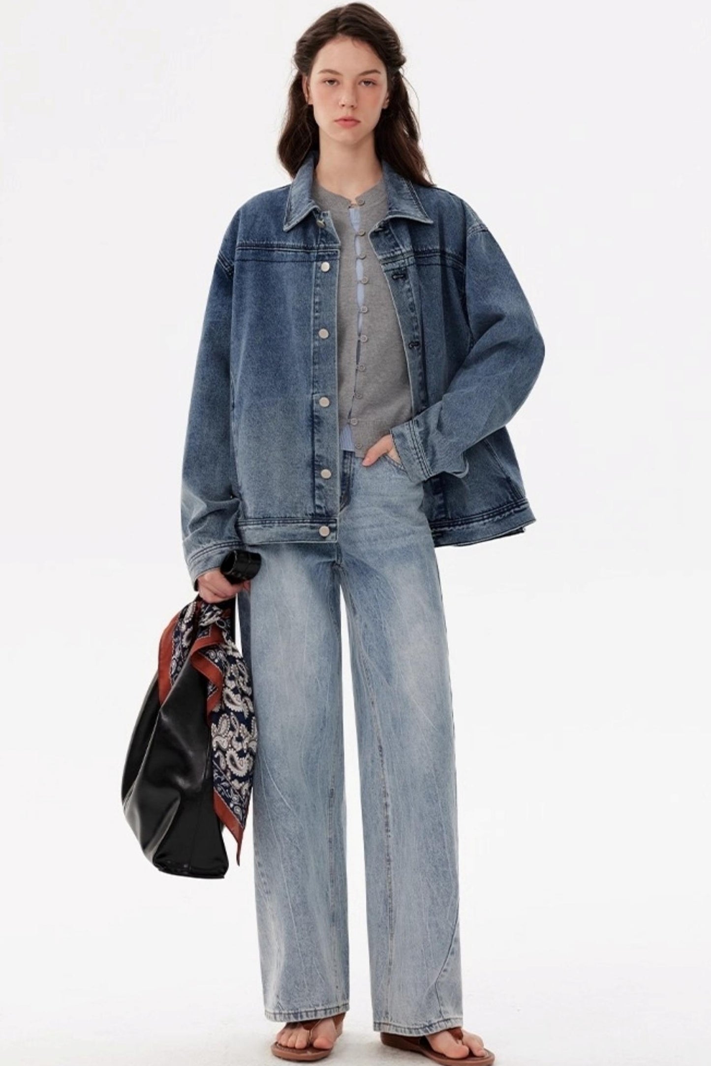 Vintage Distressed Silhouette Denim Jacket