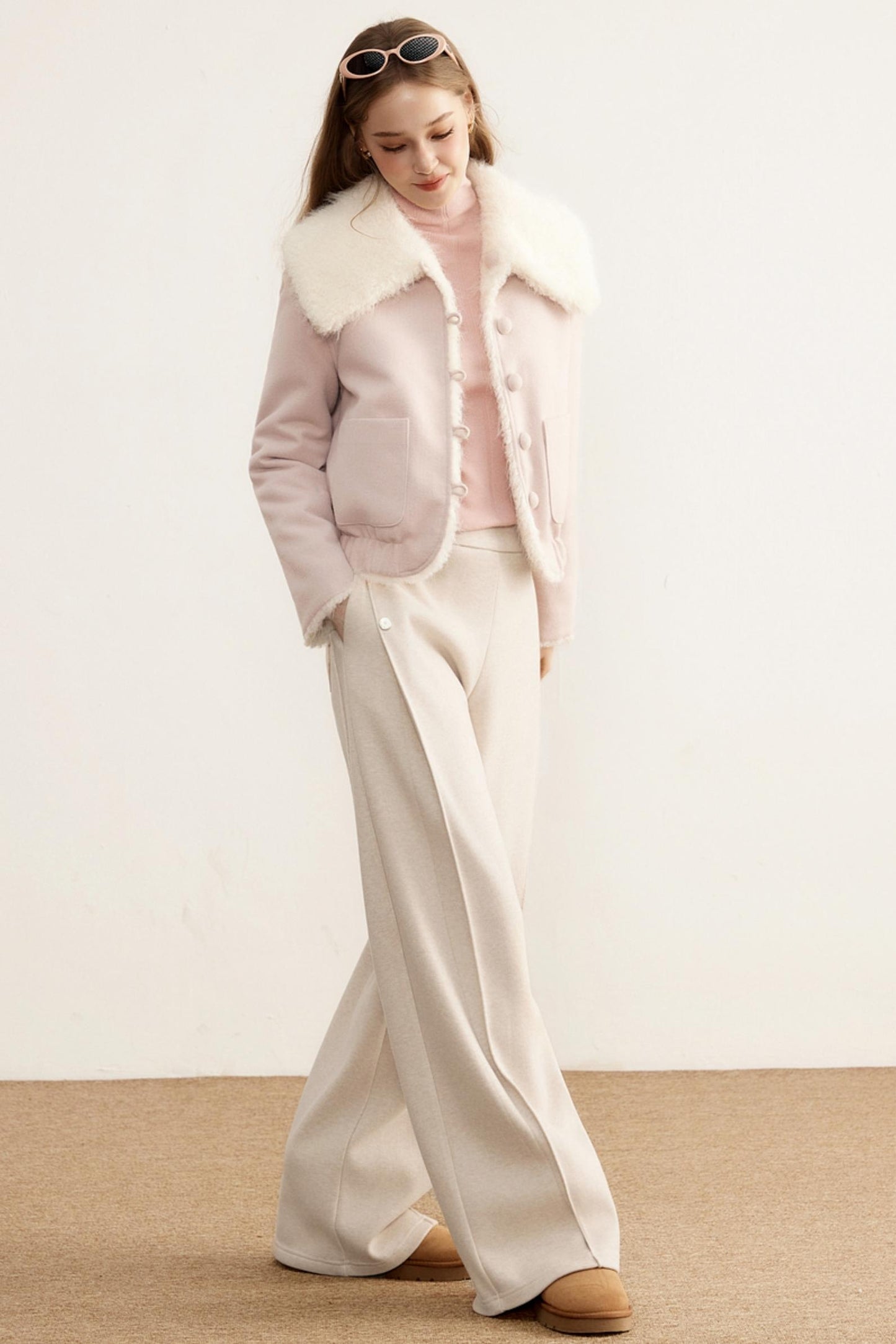 Winter Composite Fleece Wide-Leg Pants