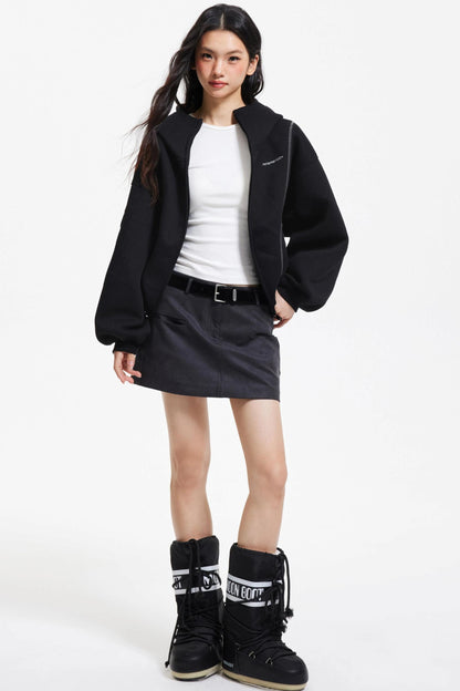 Retro Hooded Zip-Up Jacket