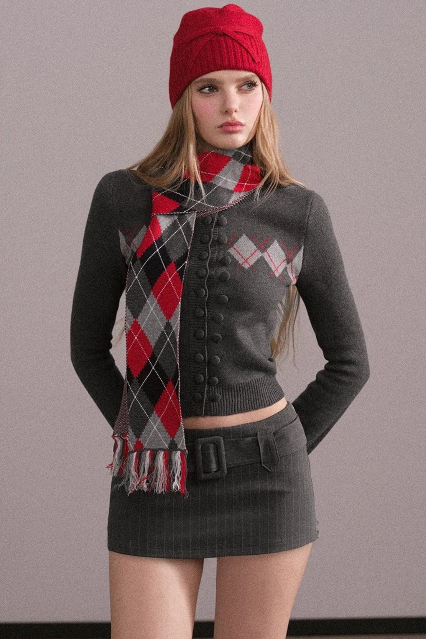 Slim-Fit Quilted Knit Sweater Set