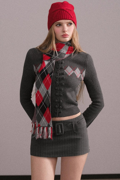 Slim-Fit Quilted Knit Sweater Set
