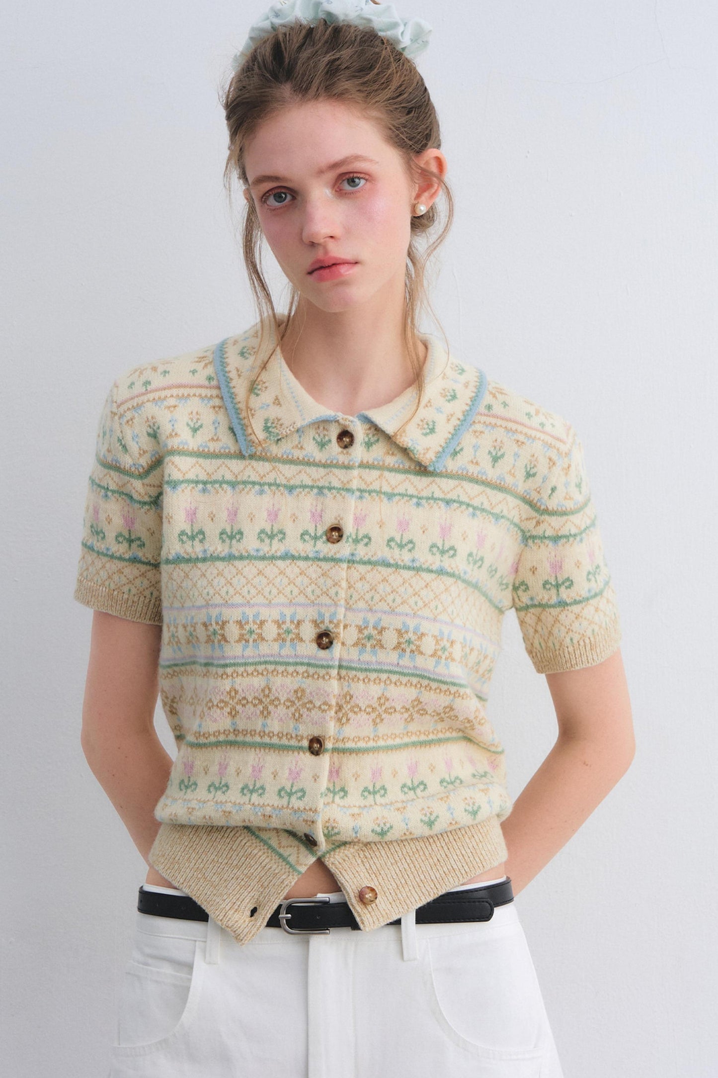 Wool Blend Fair Isle Top