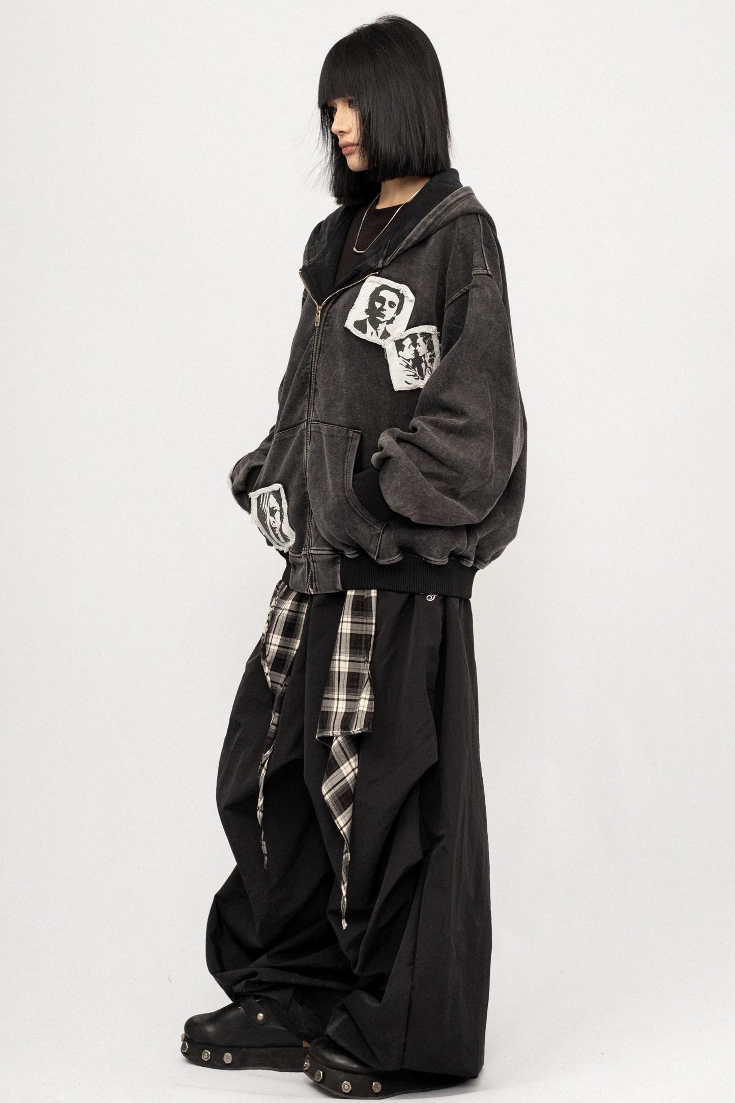 Loose Hooded Sweatshirt Jacket