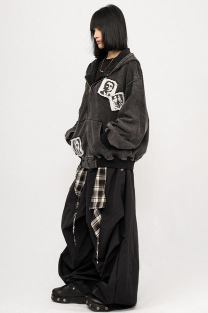 Loose Hooded Sweatshirt Jacket