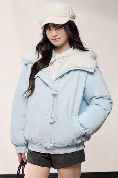 Fur Collar Hooded Cotton Coat