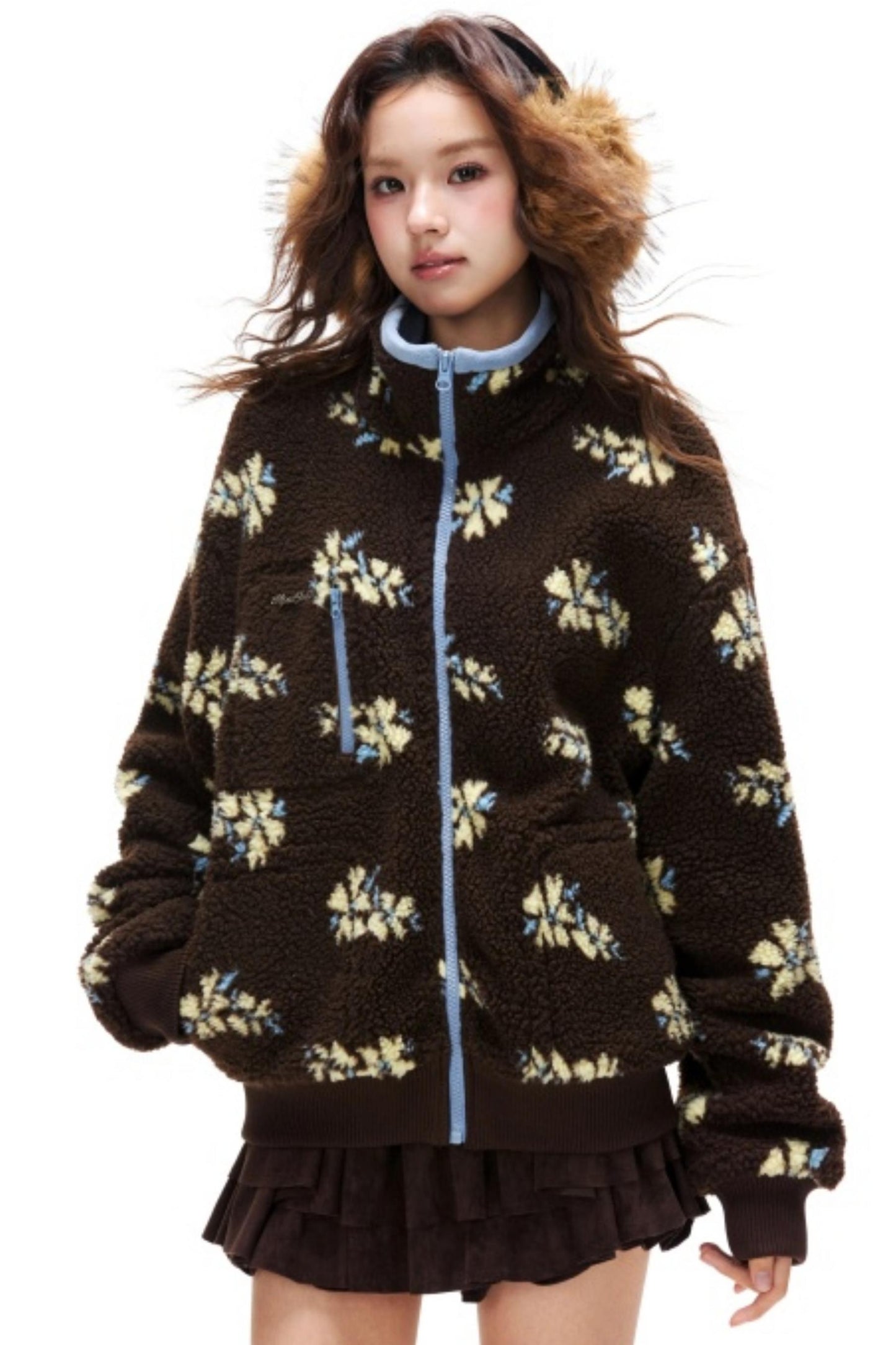 Floral Fair Isle Fleece Jacket