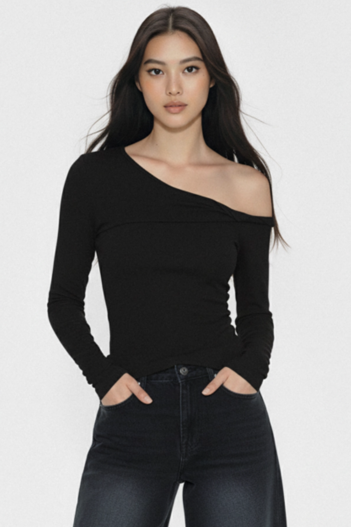 Asymmetrical Twist Slim-Fit Top