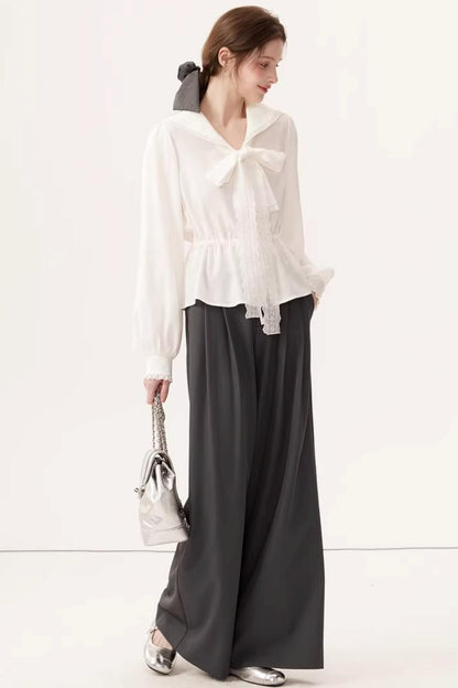 Lyocell Navy Collar Top