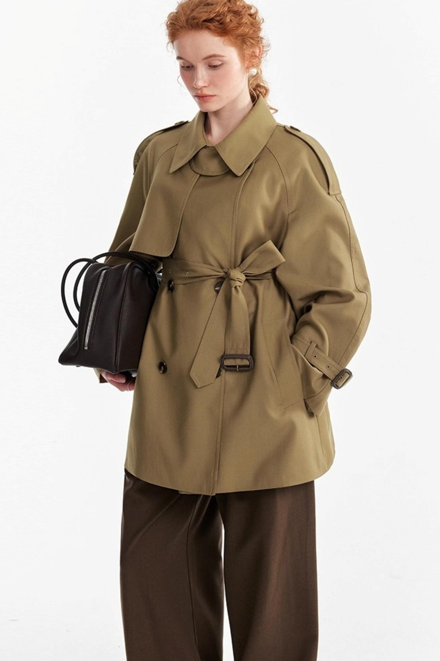 Petite Lace-up Trench Coat