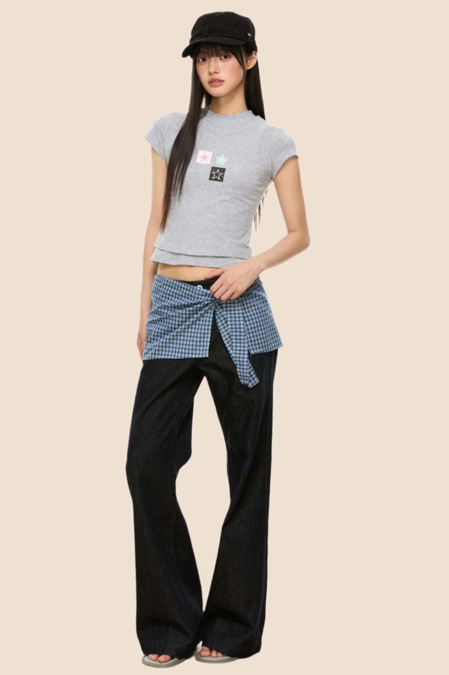Slim Gray Square Crop Tee