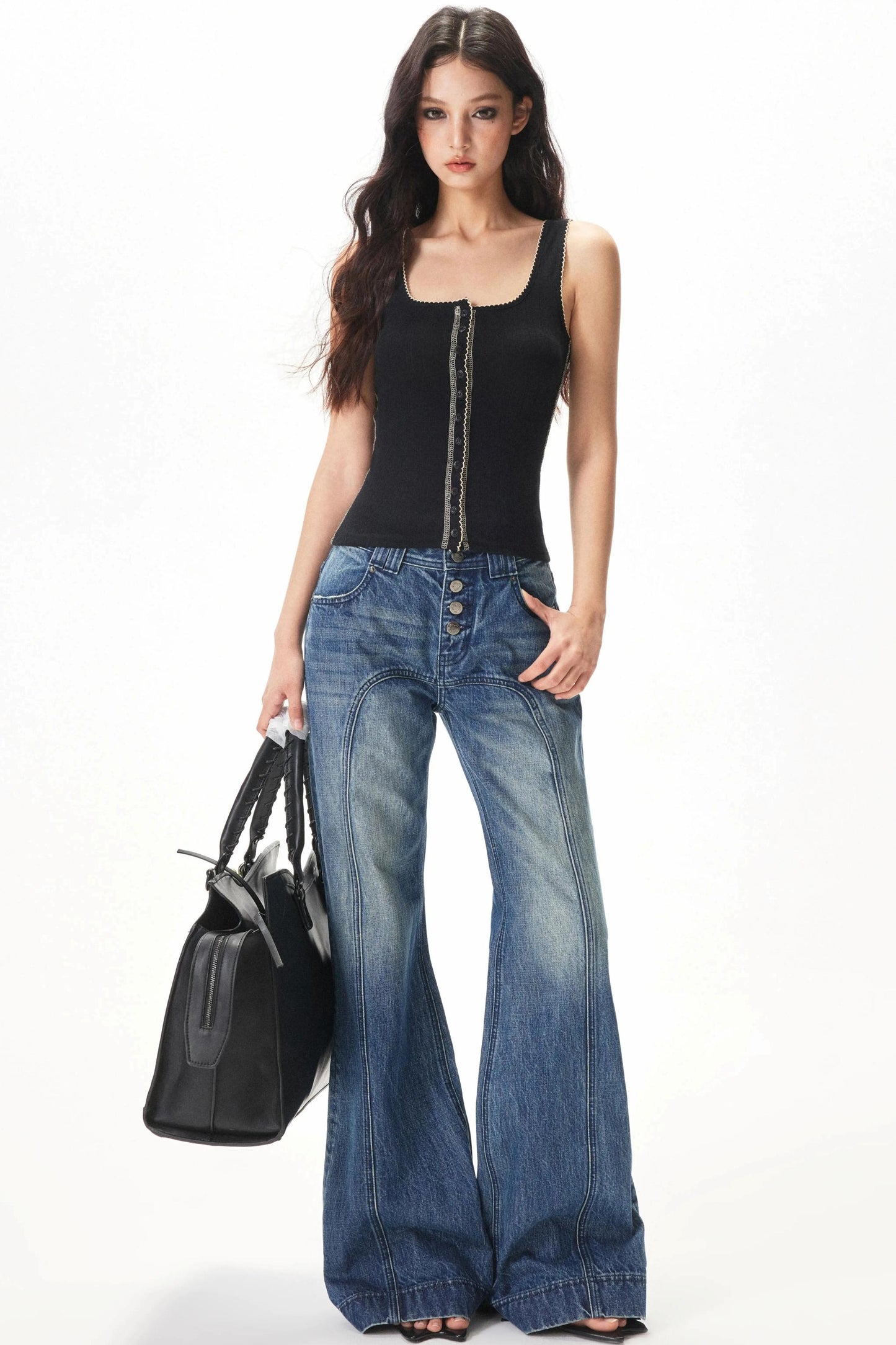 Contrasting Lace Knitted Vest