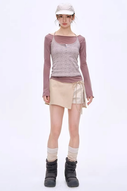 Side Slit Hip-Hugging Skirt Pants