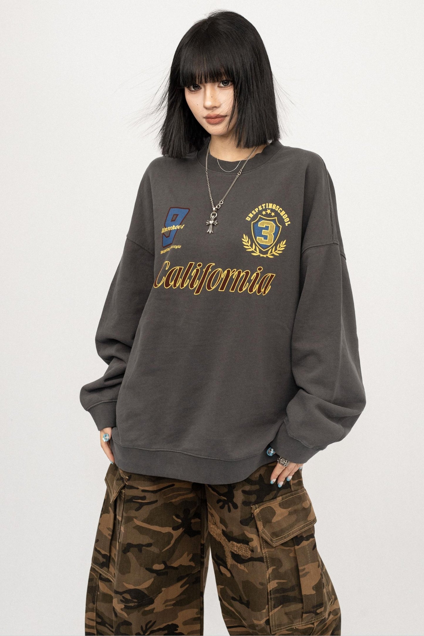 Vintage Gray Crew Neck Top