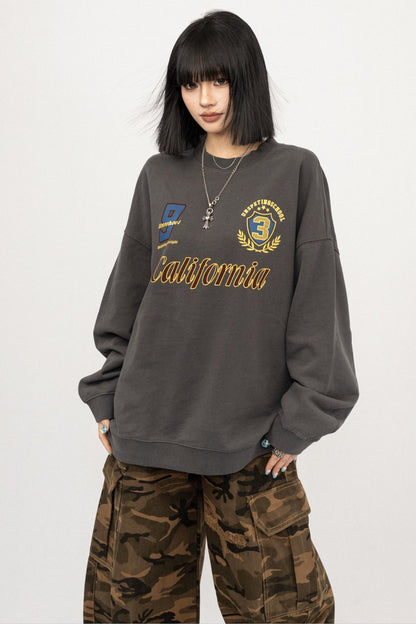 Vintage Gray Crew Neck Top