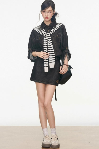 Volume Shoulder Long Shirt Set-Up